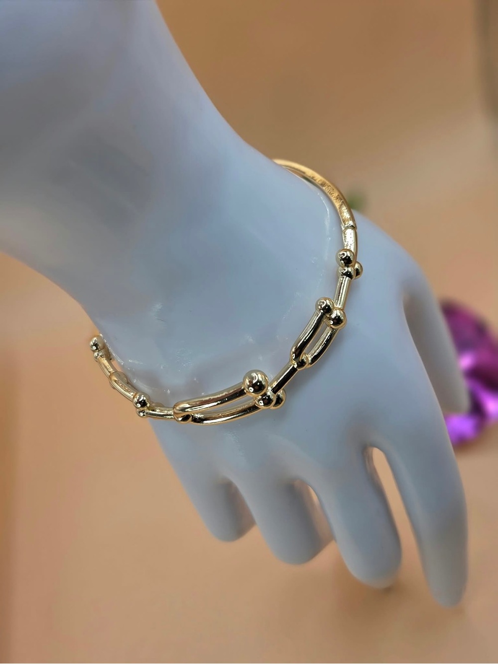 Elegant Gold Plated Link Ball Bracelet - Women Jewelry